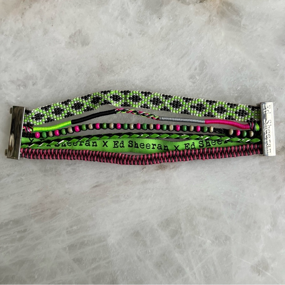 Ed Sheeran Festive Hipanema Collaboration Bracelet Cuff w/Silver Magnetic Clasp